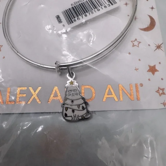 NWT Alex and Ani Holiday Cat Silver - Picture 2 of 3